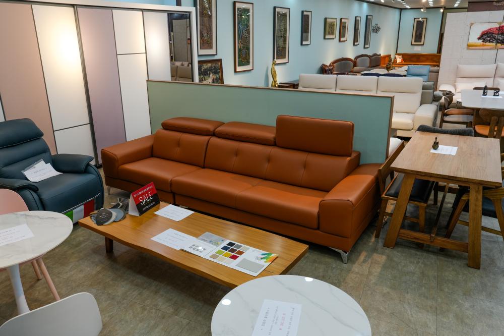 헤드레스트 가죽소파(오렌지)