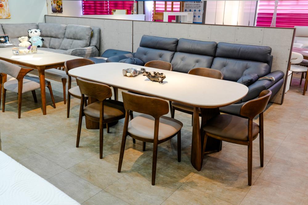 무광 라운드 6인 세라믹식탁 세트