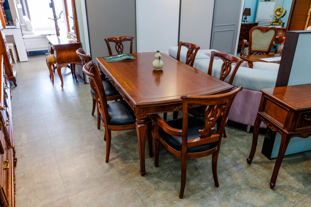 엔틱 원목 6인 식탁세트